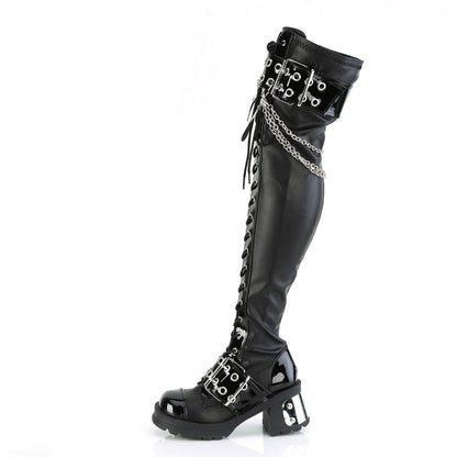 Demonia Cult Classic | "Bratty-304" Boots - Black Stretch Vegan Leather