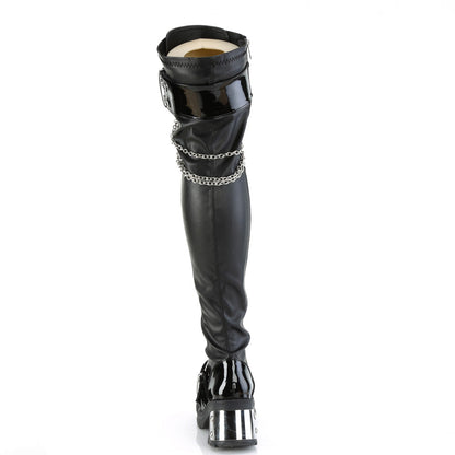 Demonia Cult Classic | "Bratty-304" Boots - Black Stretch Vegan Leather