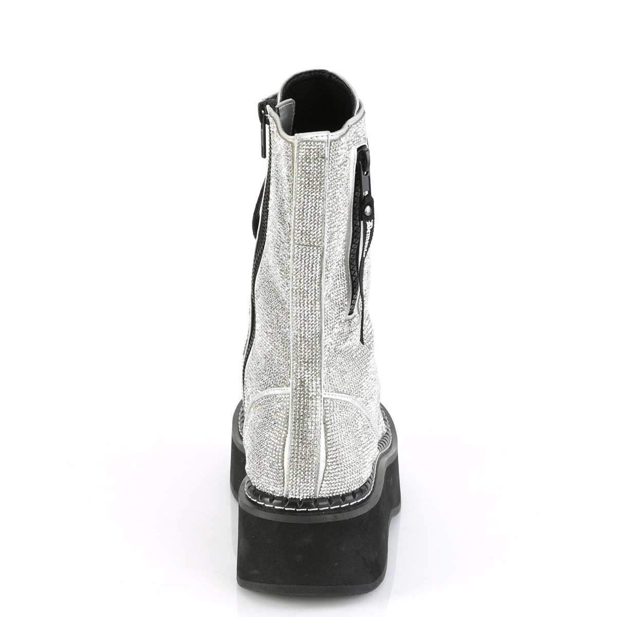 Demonia Cult Value | "Emily-362" Boots - Silver Vegan Leather-Rhinstone