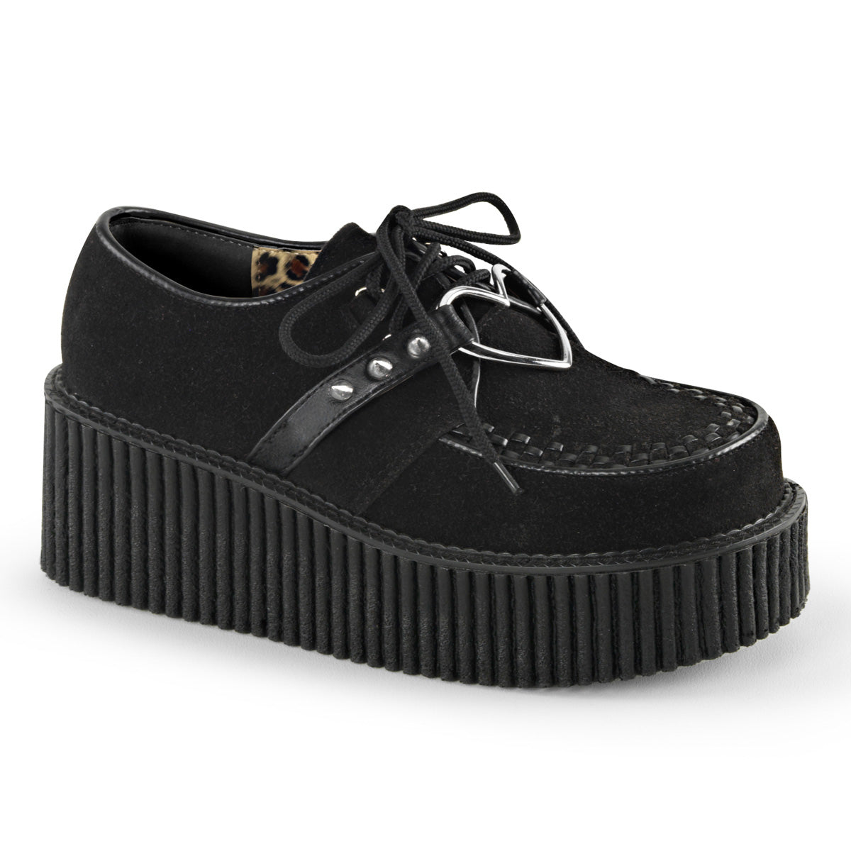 Demonia Cult Signature | "Creeper-206" Creepers - Black Vegan Suede-Vegan Leather