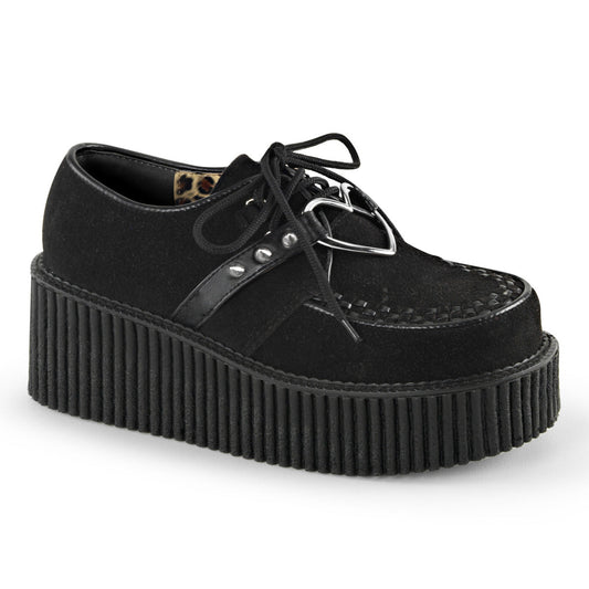 Demonia Cult Signature | "Creeper-206" Creepers - Black Vegan Suede-Vegan Leather