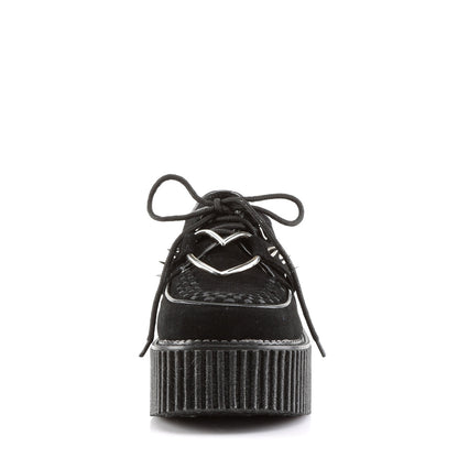 Demonia Cult Signature | "Creeper-206" Creepers - Black Vegan Suede-Vegan Leather