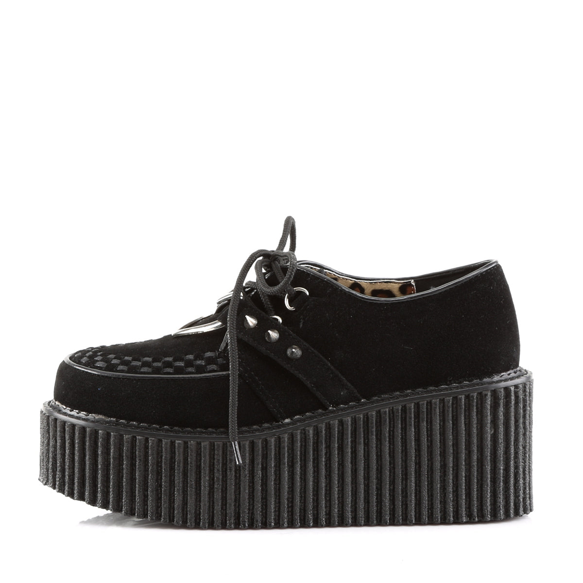 Demonia Cult Signature | "Creeper-206" Creepers - Black Vegan Suede-Vegan Leather