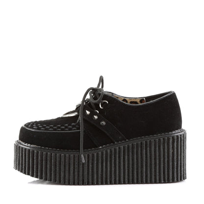 Demonia Cult Signature | "Creeper-206" Creepers - Black Vegan Suede-Vegan Leather