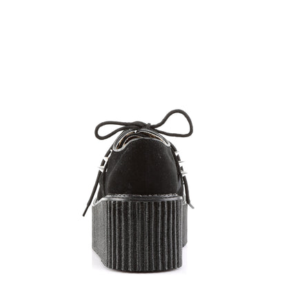 Demonia Cult Signature | "Creeper-206" Creepers - Black Vegan Suede-Vegan Leather