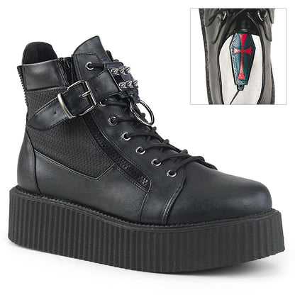 Demonia Cult Classic | "V-CREEPER-566" Creepers - Black Vegan Leather