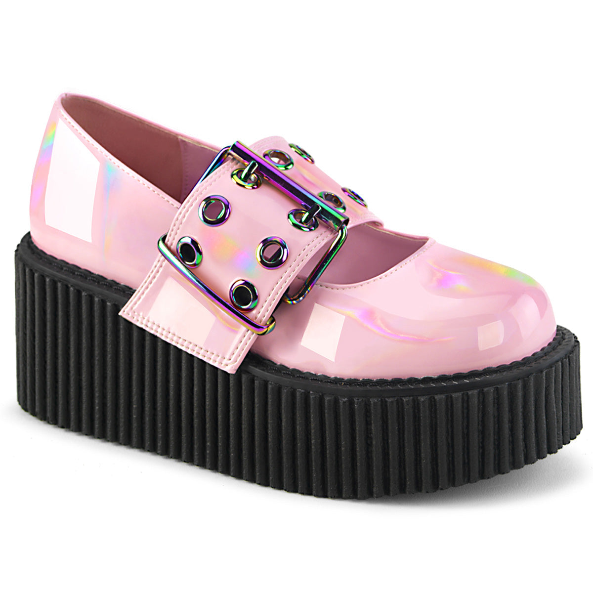 Demonia Cult Value | "Creeper-230" Creepers - Baby Pink Holo Patent