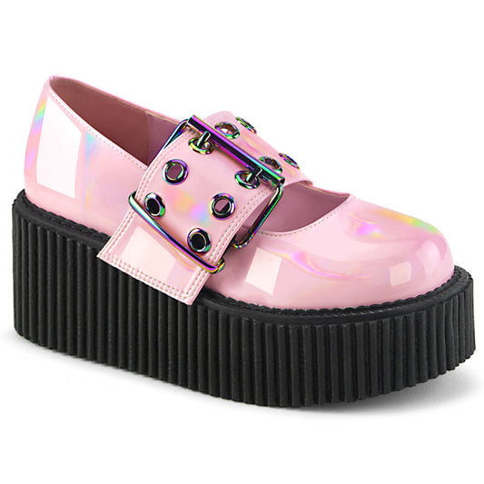 Demonia Cult Value | "Creeper-230" Creepers - Baby Pink Holo Patent