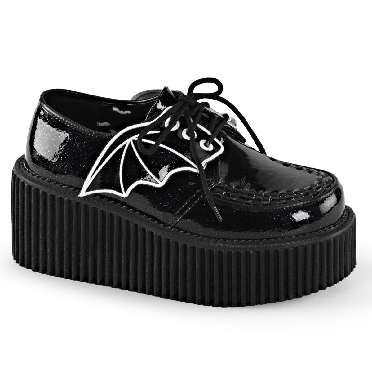 Demonia Cult Great Value | "Creeper-205" Creepers - Black Glitter Vinyl