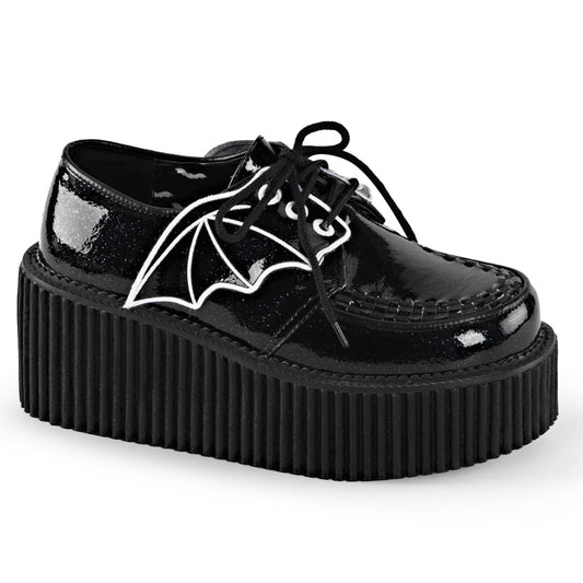Demonia Cult Great Value | "Creeper-205" Creepers - Black Glitter Vinyl