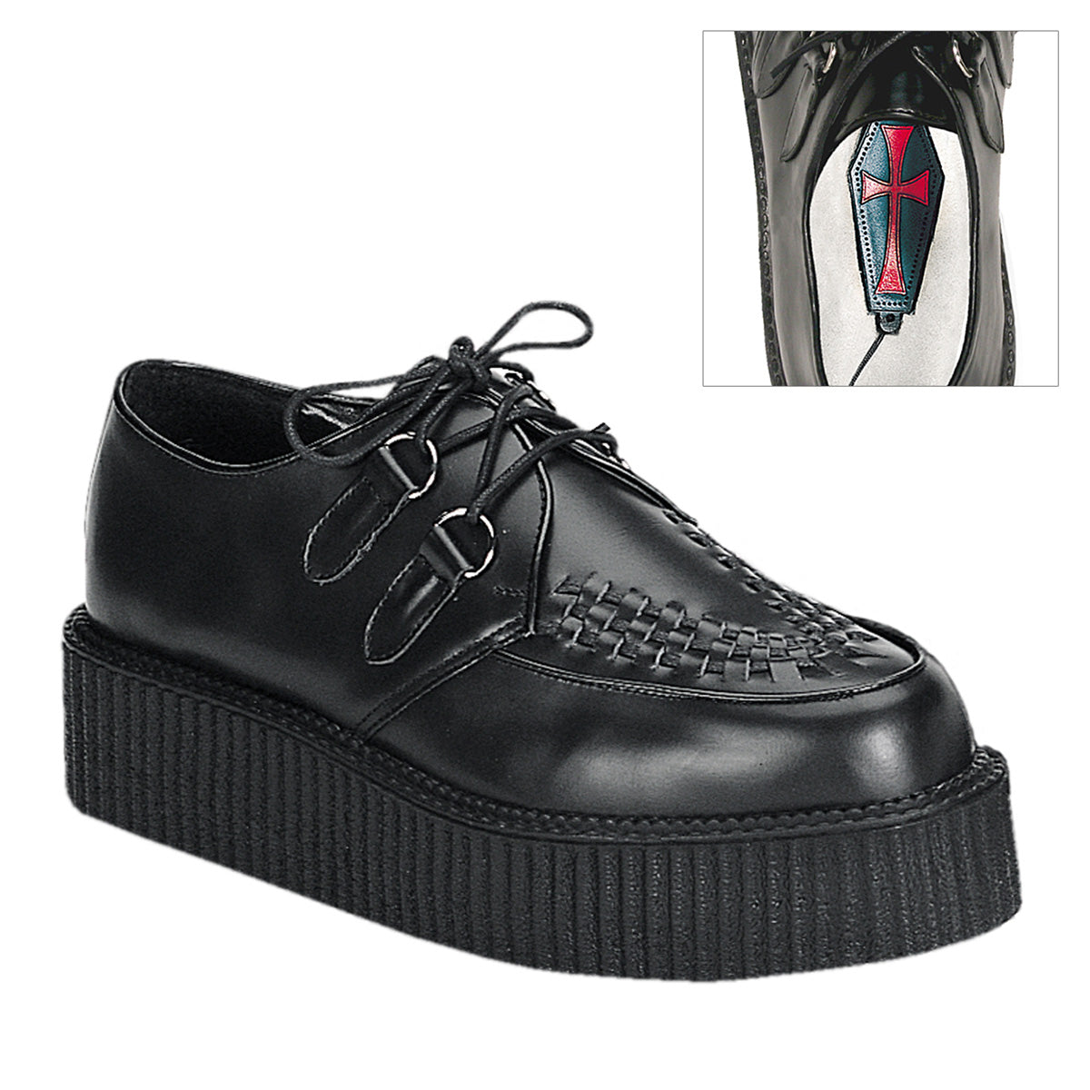 Demonia Cult Exclusive | "Creeper-402" Creepers - Black Leather
