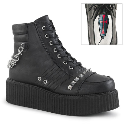 Demonia Cult Signature | "V-CREEPER-565" Creepers - Black Vegan Leather