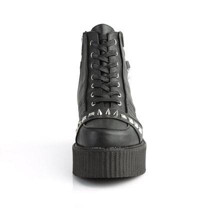 Demonia Cult Signature | "V-CREEPER-565" Creepers - Black Vegan Leather