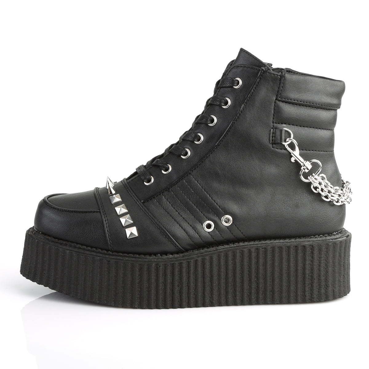 Demonia Cult Signature | "V-CREEPER-565" Creepers - Black Vegan Leather
