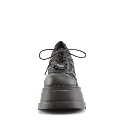 Demonia Cult Classic | "Stomp-08" Shoes - Black Vegan Leather