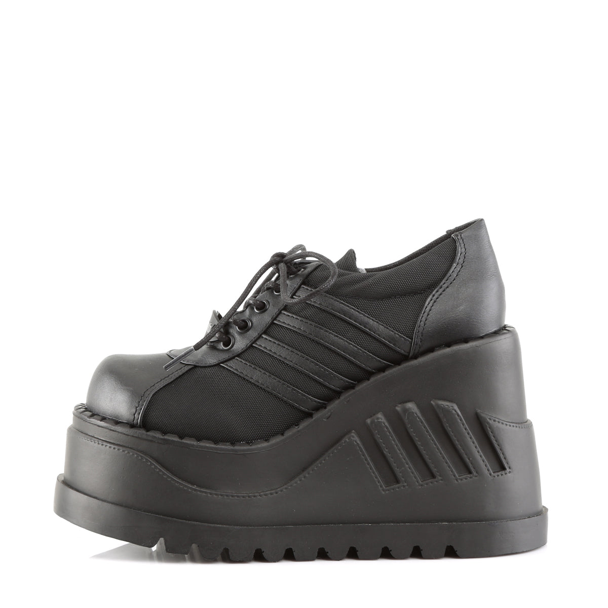 Demonia Cult Classic | "Stomp-08" Shoes - Black Vegan Leather