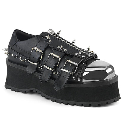 Demonia Cult Everyday | "Gravedigger-03" Platforms - Black Vegan Leather
