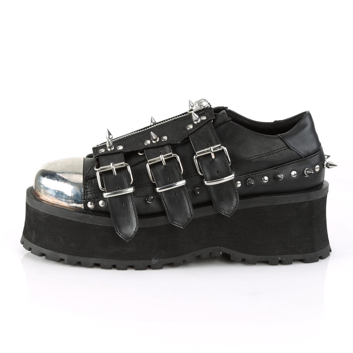 Demonia Cult Everyday | "Gravedigger-03" Platforms - Black Vegan Leather