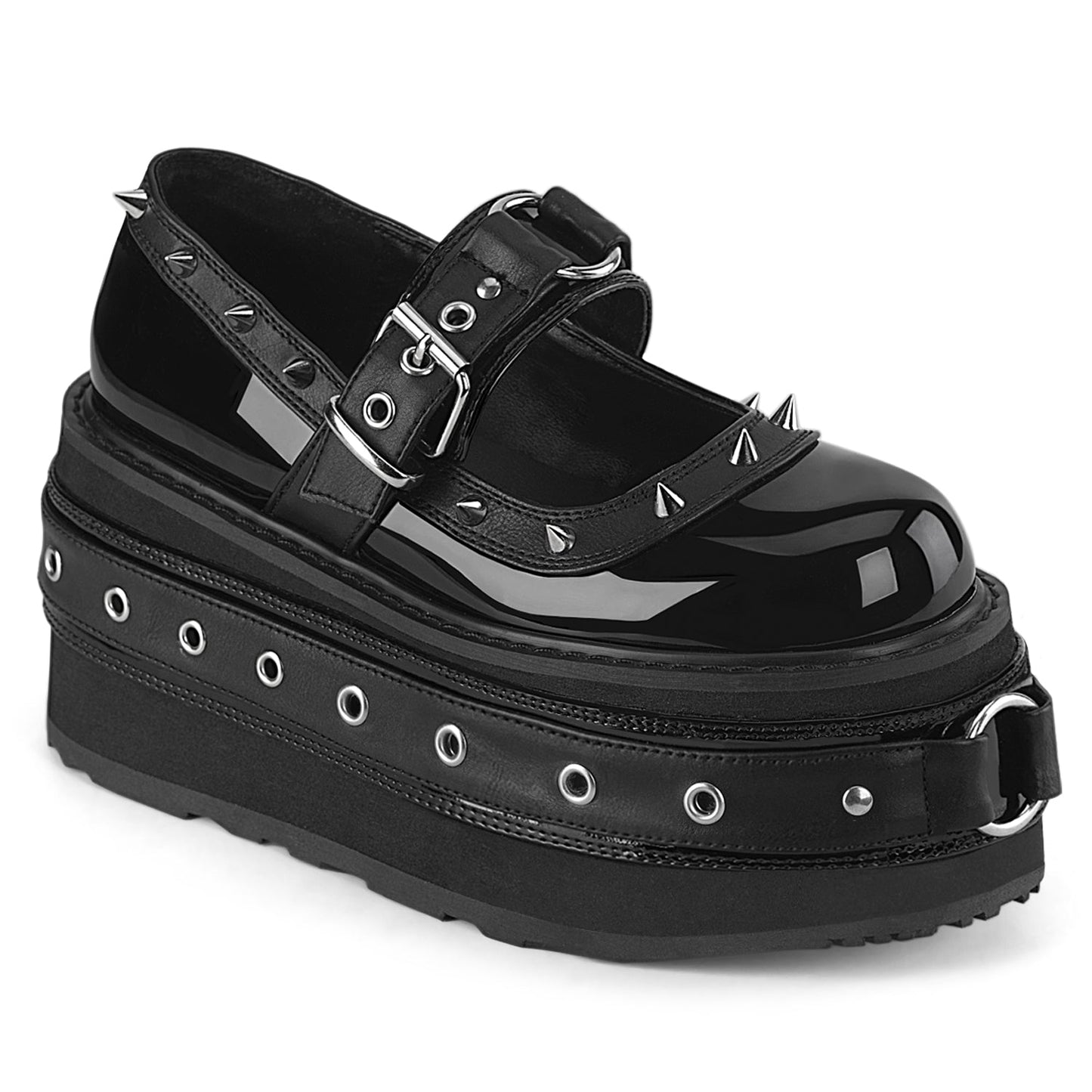 Demonia Cult Classic | "Damned-20" Platforms - Black Patent-Vegan Leather