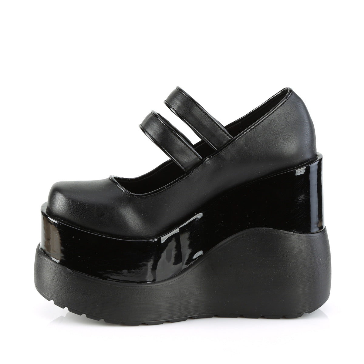 Demonia Cult Quality | "Void-37" Platforms - Black Vegan Leather-Patent
