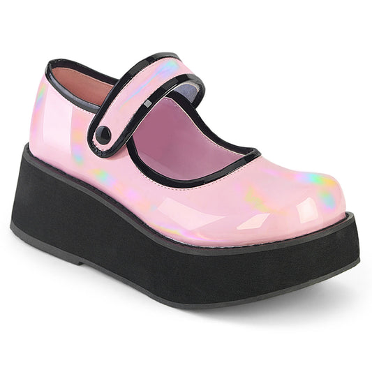 Demonia Cult Classic | "Sprite-01" Platforms - Baby Pink Holo Patent