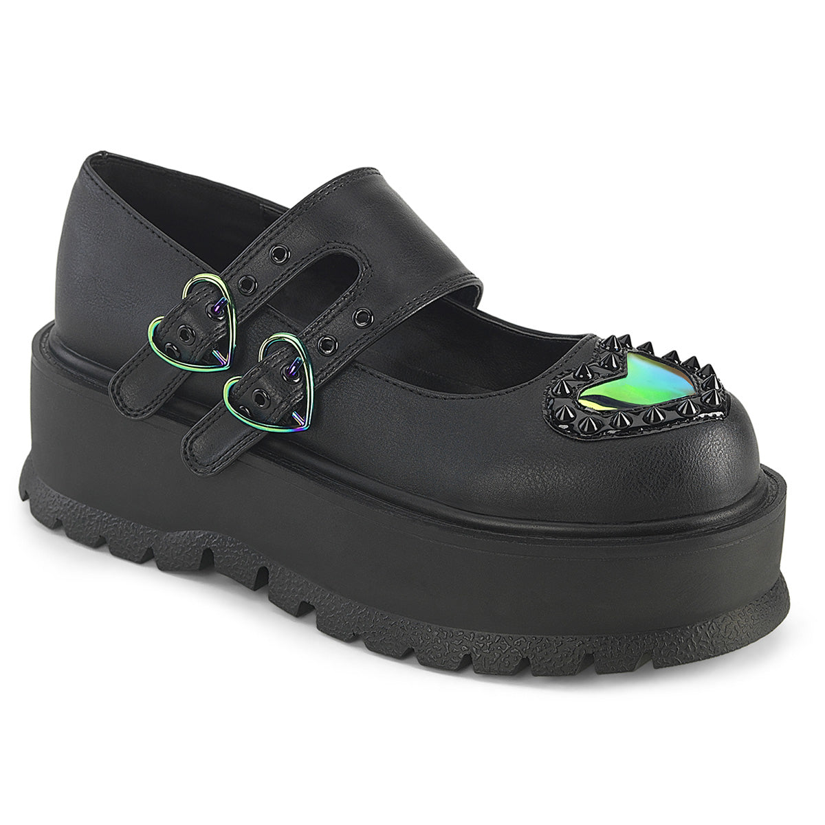 Demonia Cult Great Value | "Slacker-25" Platforms - Black Vegan Leather