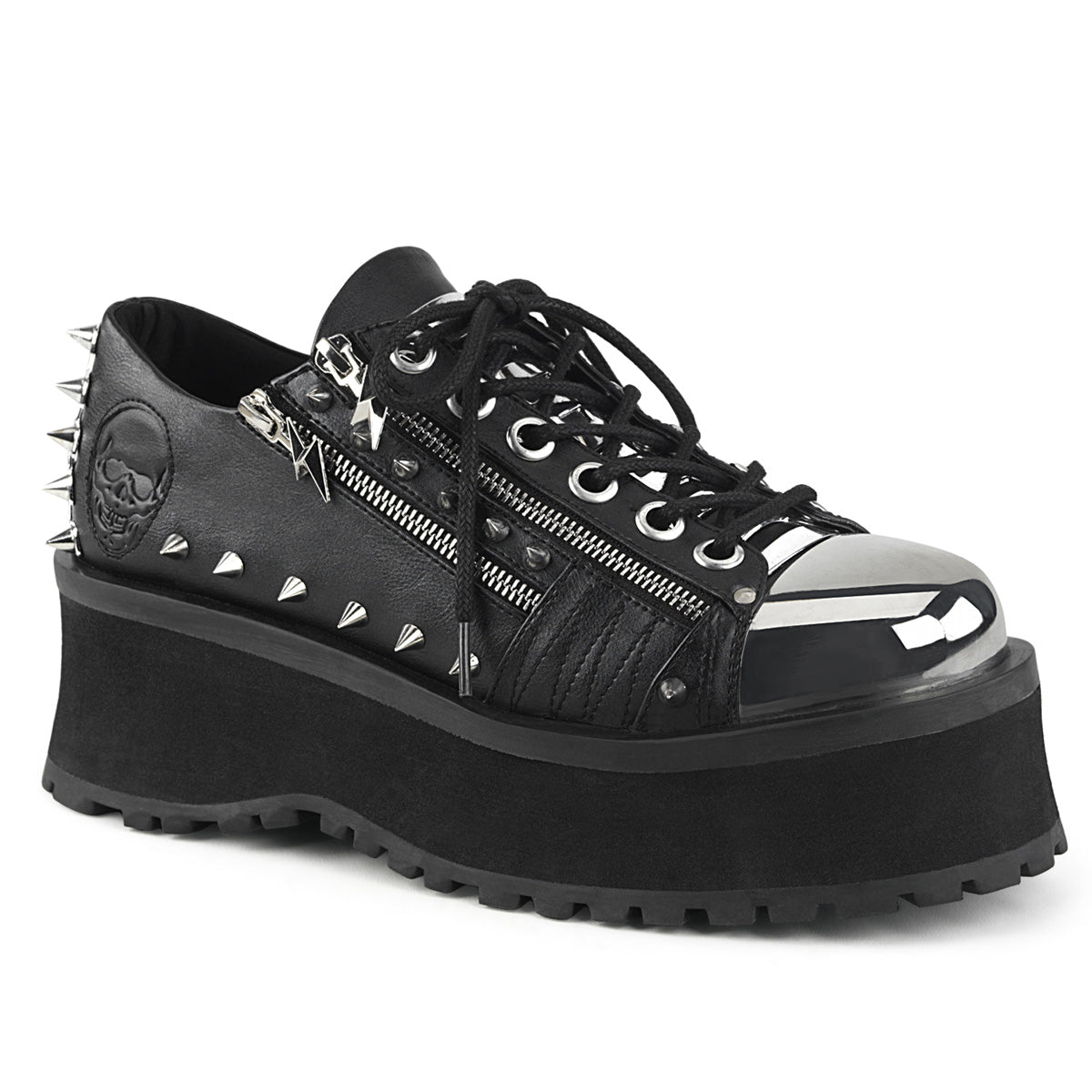 Demonia Cult Quality | "Gravedigger-04" Platforms - Black Vegan Leather