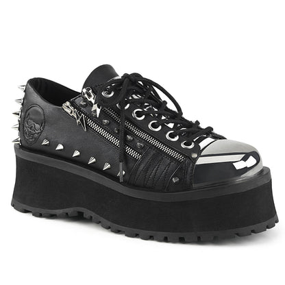 Demonia Cult Quality | "Gravedigger-04" Platforms - Black Vegan Leather