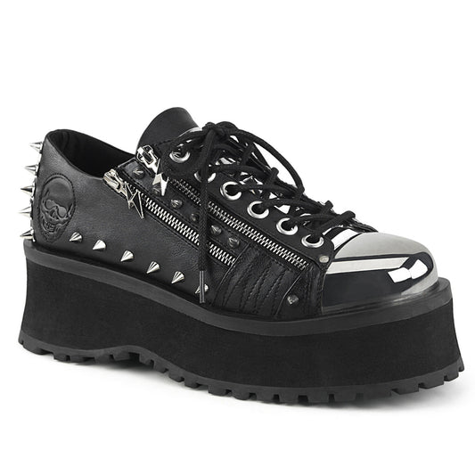 Demonia Cult Quality | "Gravedigger-04" Platforms - Black Vegan Leather