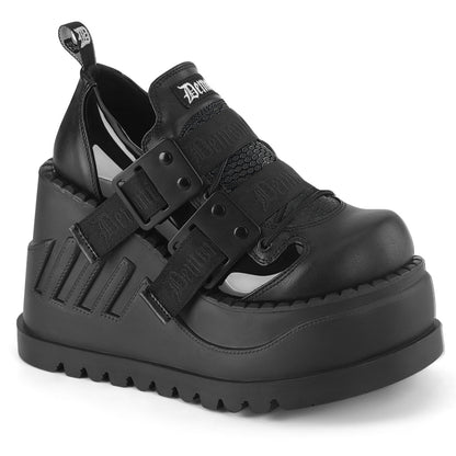 Demonia Cult Latest | "Stomp-28" Platforms - Black Patent-Vegan Leather