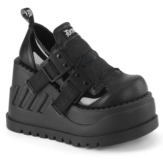 Demonia Cult Latest | "Stomp-28" Platforms - Black Patent-Vegan Leather