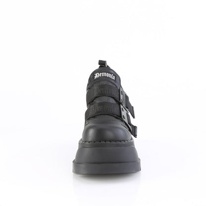 Demonia Cult Latest | "Stomp-28" Platforms - Black Patent-Vegan Leather