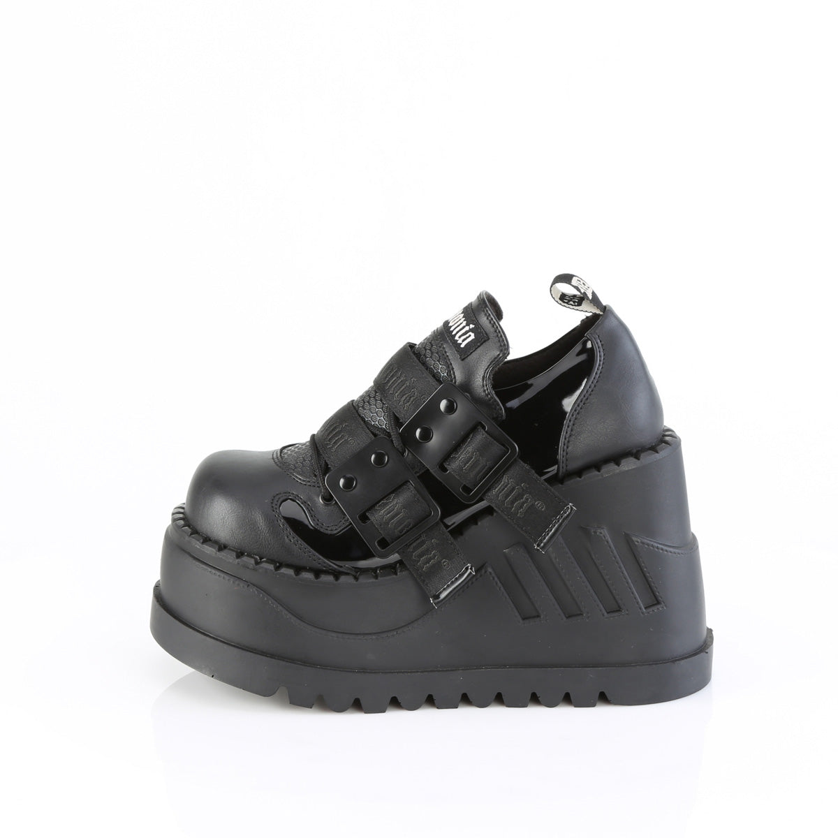 Demonia Cult Latest | "Stomp-28" Platforms - Black Patent-Vegan Leather