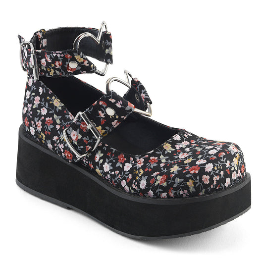 Demonia Cult Exclusive | "Sprite-02" Platforms - Floral Fabric