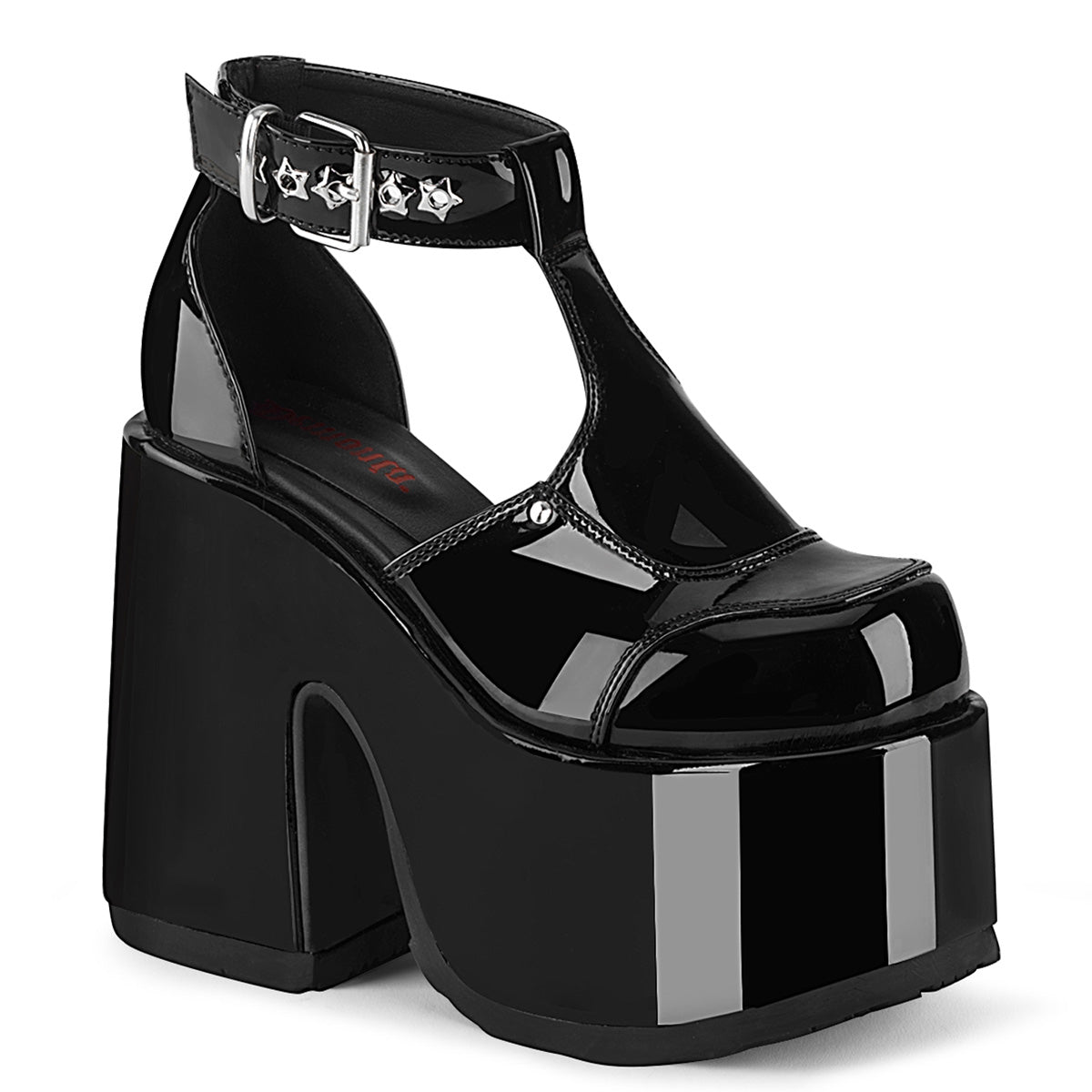 Demonia Cult Latest | "Camel-103" Sandals - Black Patent