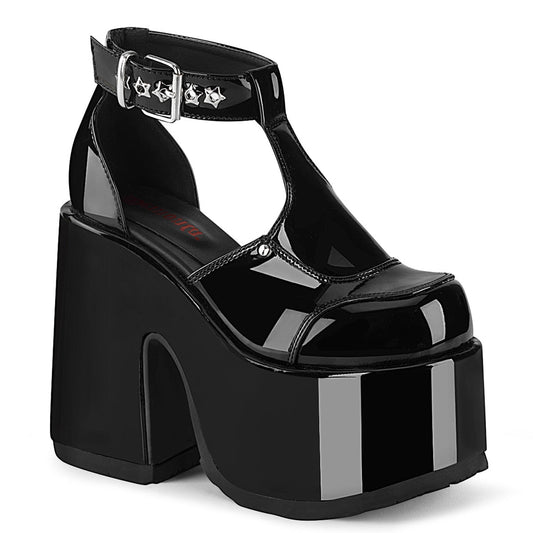 Demonia Cult Latest | "Camel-103" Sandals - Black Patent