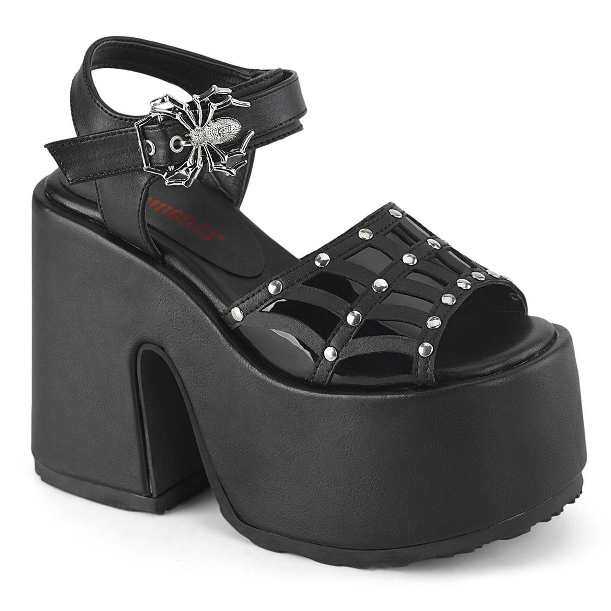 Demonia Cult Signature | "Camel-17" Sandals - Black Vegan Leather