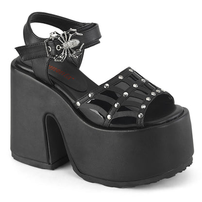 Demonia Cult Signature | "Camel-17" Sandals - Black Vegan Leather