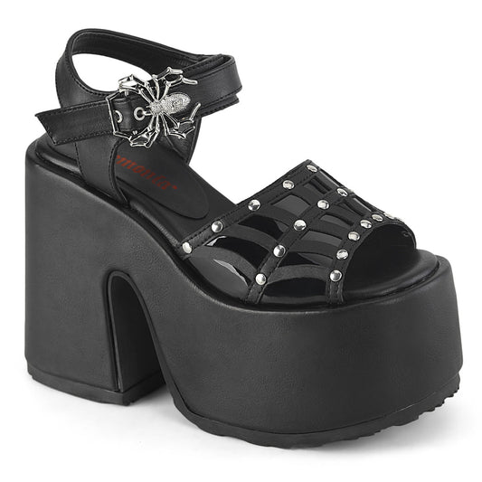 Demonia Cult Signature | "Camel-17" Sandals - Black Vegan Leather