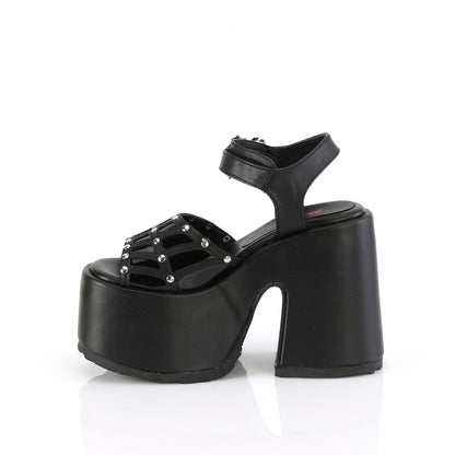 Demonia Cult Signature | "Camel-17" Sandals - Black Vegan Leather