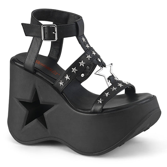 Demonia Cult Great Value | "Dynamite-12" Sandals - Black Vegan Leather