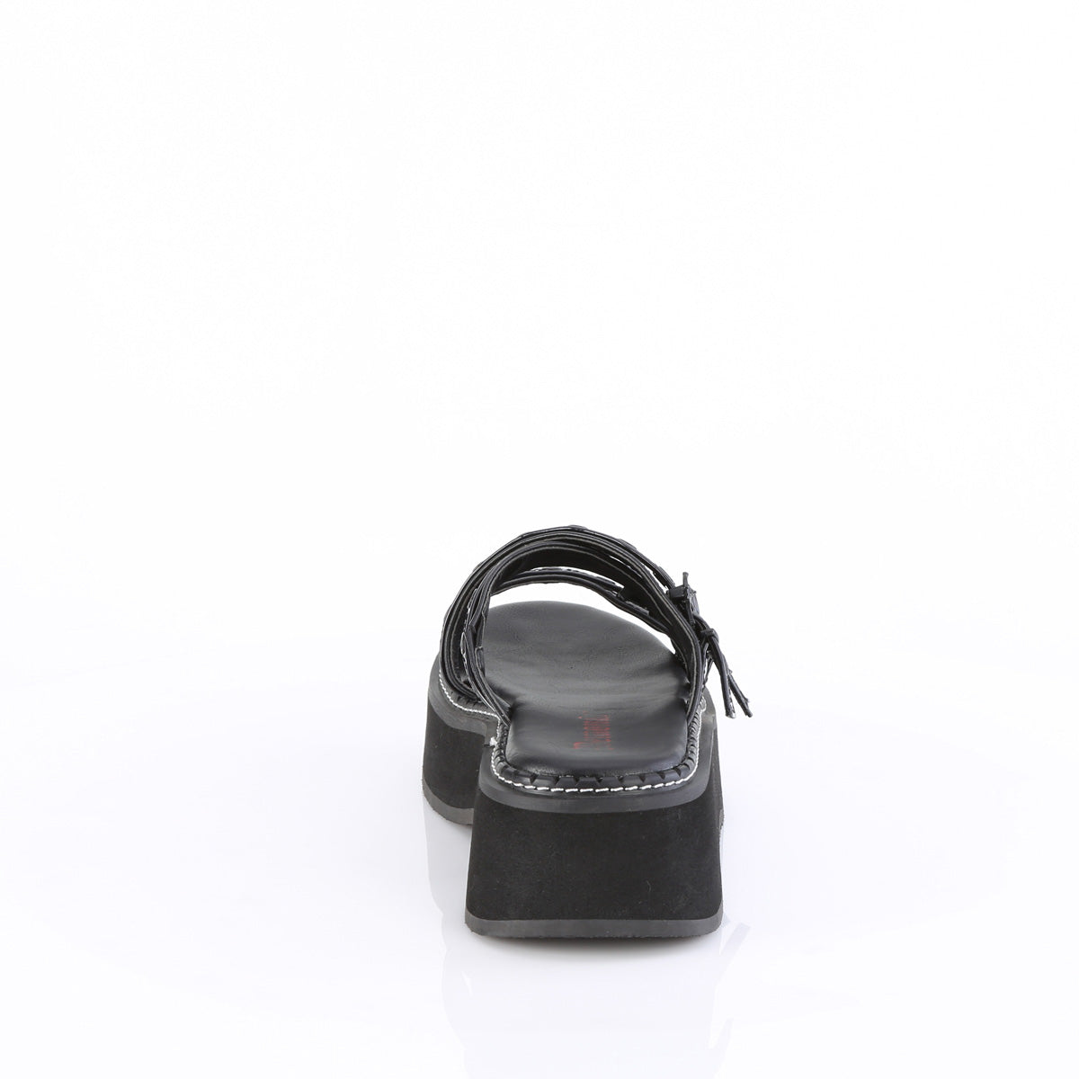 Demonia Cult Latest | "Emily-07" Sandals - Black Vegan Leather-Holo Patent