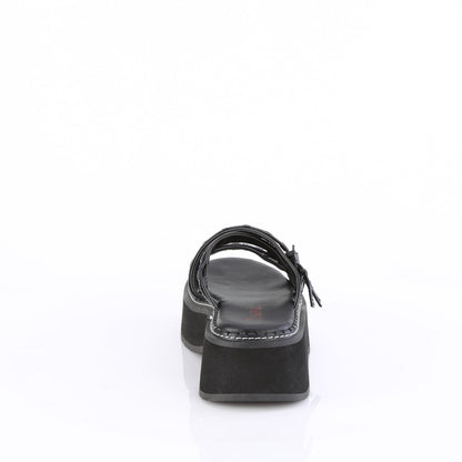 Demonia Cult Latest | "Emily-07" Sandals - Black Vegan Leather-Holo Patent