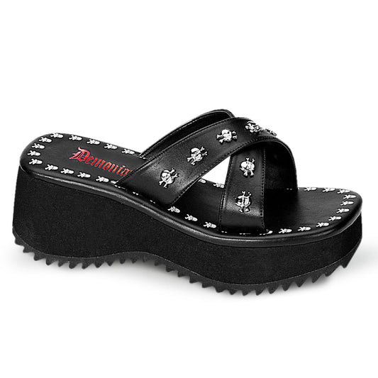 Demonia Cult Exclusive | "Flip-05" Sandals - Black Vegan Leather
