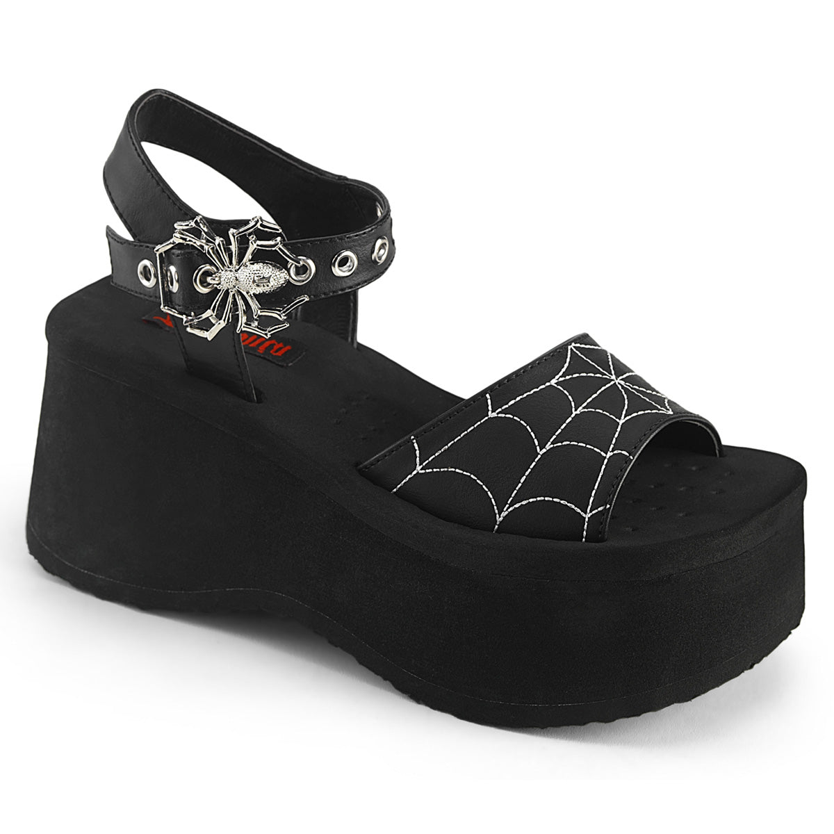 Demonia Cult Classic | "Funn-10" Sandals - Black Vegan Leather