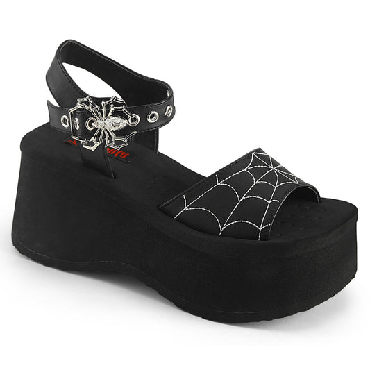 Demonia Cult Classic | "Funn-10" Sandals - Black Vegan Leather