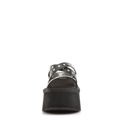 Demonia Cult Essential | "Funn-19" Sandals - Black Vegan Leather