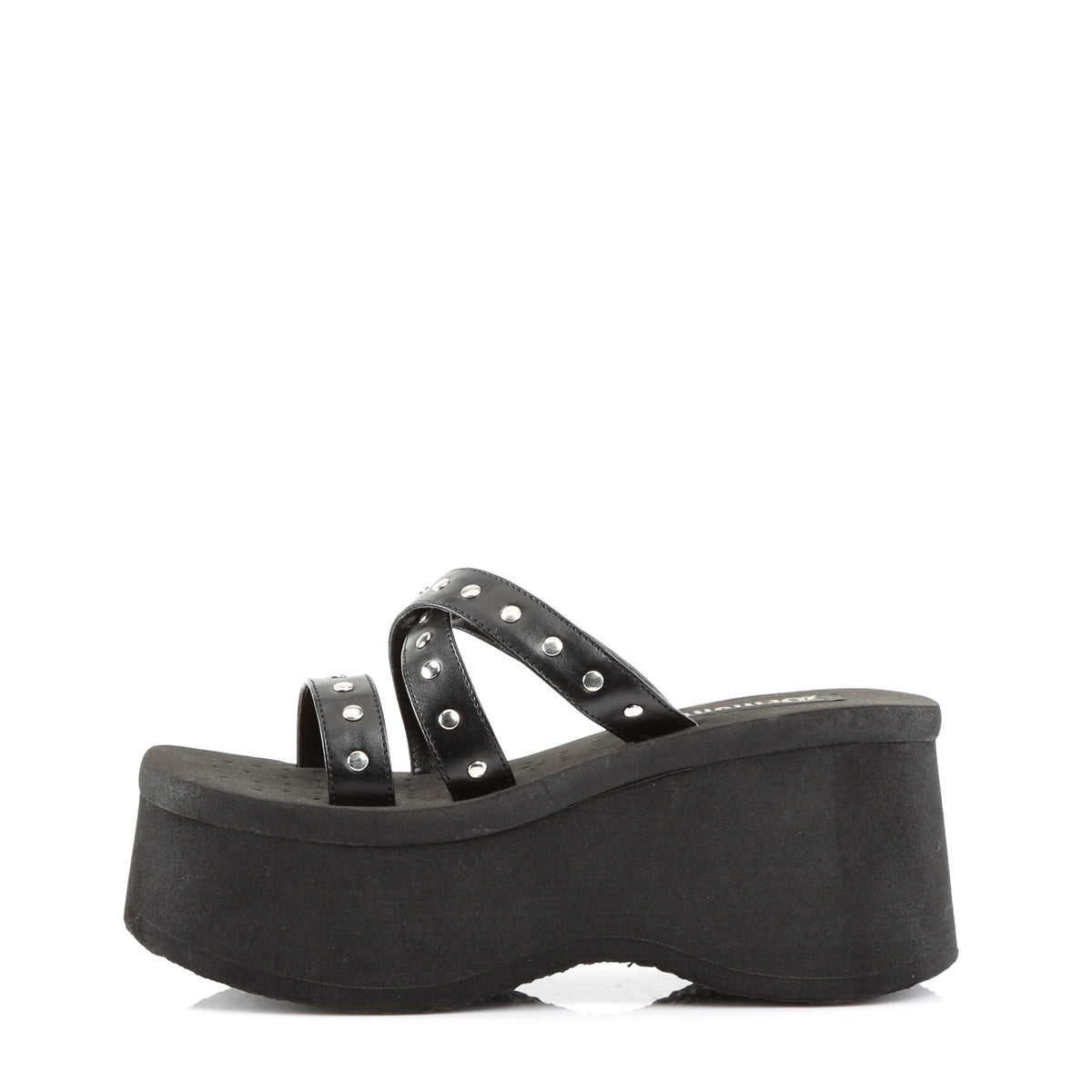Demonia Cult Essential | "Funn-19" Sandals - Black Vegan Leather