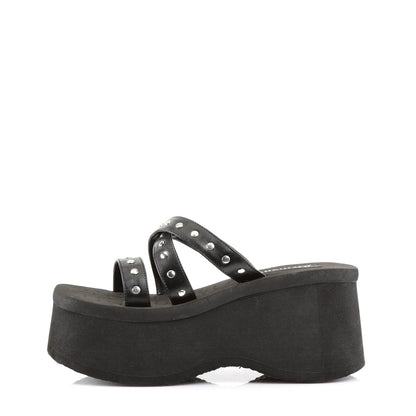 Demonia Cult Essential | "Funn-19" Sandals - Black Vegan Leather