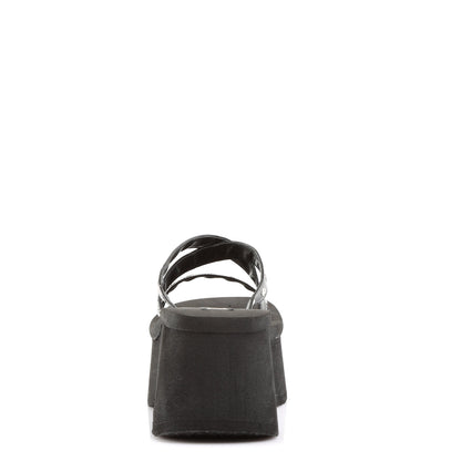 Demonia Cult Essential | "Funn-19" Sandals - Black Vegan Leather